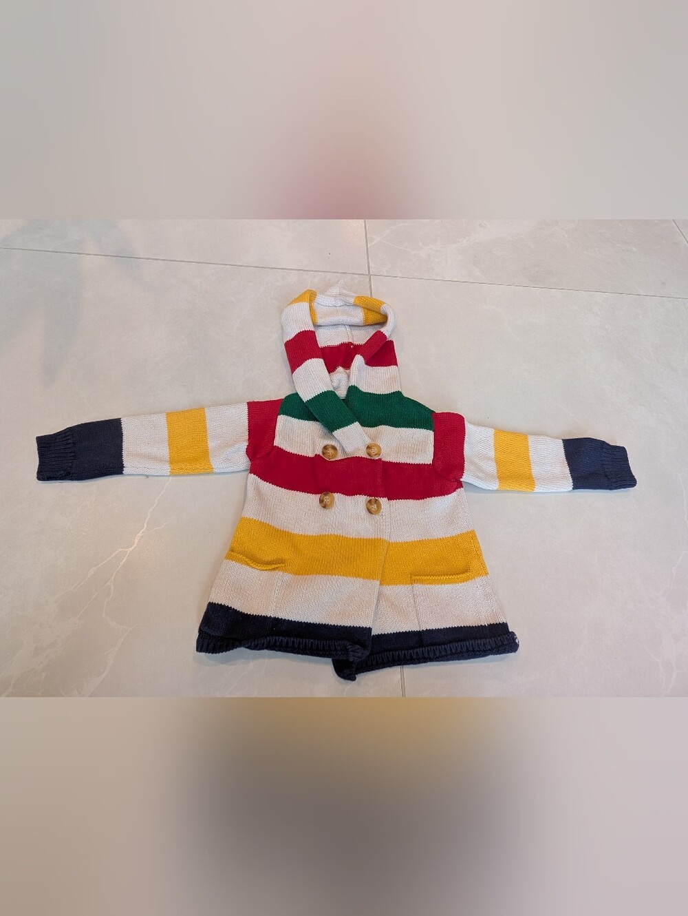 Hudson's Bay Company Striped Hooded Knit Cardigan Sweater 18-24M